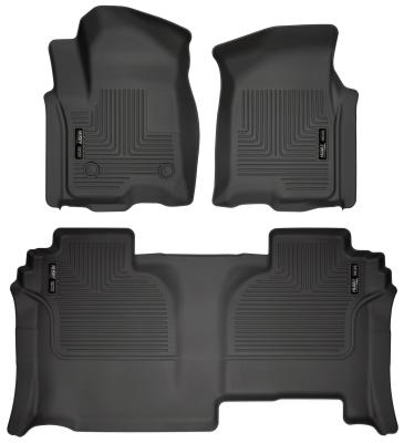 Weatherbeater Front &amp; 2nd Seat Floor Liners For 2019-2026 Silverado/Sierra 1500/2500 HD/3500 HD 4 Piece Extended Cb Husky Liners