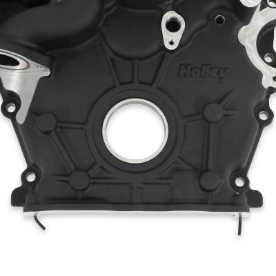 Timing Cover Ford 7.3L Godzilla Black Fits Ford 7.3L Godzilla High-Mount Accessory Drive System OE Pan Only Holley