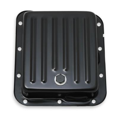 Transmission Oil Pan Black Steel Fits Ford C4 case-filled. Stock Depth and Capacity Finned Design Mr Gasket