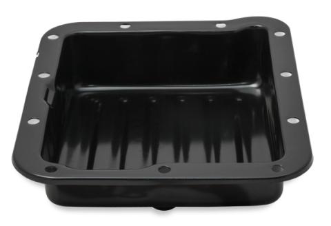 Transmission Oil Pan Black Steel Fits Ford C4 case-filled. Stock Depth and Capacity Finned Design Mr Gasket