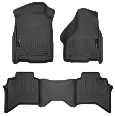 Weatherbeater Front &amp; 2nd Seat Floor Liners For 2002-2009 Ram 1500/2500/3500 Black Husky Liners