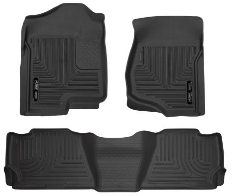 Weatherbeater Front &amp; 2nd Seat Floor Liners For 2007-2014 Escalade/Tahoe/Yukon Black Husky Liners