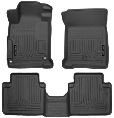 Weatherbeater Front &amp; 2nd Seat Floor Liners For 2013-2017 Accord Black Husky Liners