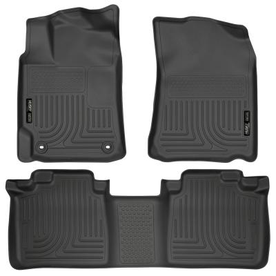 Weatherbeater Front &amp; 2nd Seat Floor Liners For 2012-2017 Camry Black Husky Liners
