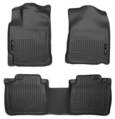 Weatherbeater Front &amp; 2nd Seat Floor Liners For 2010-2015 RX350/RX450h Black Husky Liners