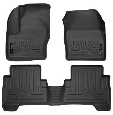 Weatherbeater Front &amp; 2nd Seat Floor Liners For 2013-2019 C-Max/Escape Black Husky Liners