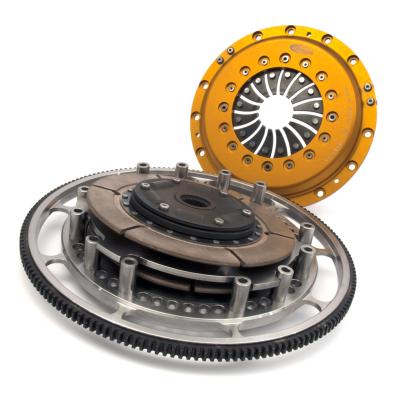 Extreme Multi-Disc Clutch and Flywheel Kit 168 Tooth Gear 0 in/oz Internally Balanced 6 Bolt Crank 750 ft/lbs Capacity 8.75 Inch Diameter 26-Spline Fits Chevrolet/Pontiac Cars 5.7L Centerforce DYAD XDS 8.75