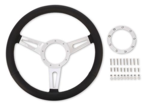 1965-1973 Ford Mustang Corso Feroce 15 Inch Black Leather Steering Wheel 9 Hole Scott Drake