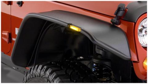 Black Jeep Flat Style Textured Finish Front Fender Flares For 2007-2018 Jeep Wrangler JK Bushwacker