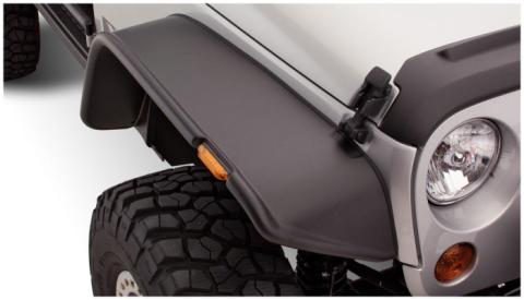 Black Jeep Flat Style Textured Finish Front Fender Flares For 2007-2018 Jeep Wrangler JK Bushwacker