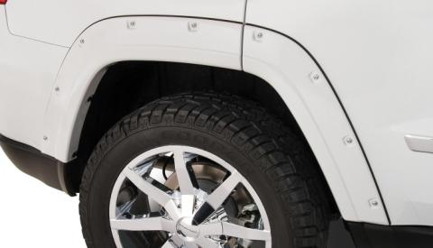 Black Pocket/Rivet Style Smooth Finish Rear Fender Flares For 2011-2016 Jeep Grand Cherokee (Excludes SRT8) Bushwacker