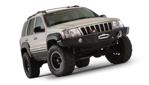 Black Jeep Cutout Style Textured Finish 4-Piece Fender Flare Set For 1999-2004 Jeep Grand Cherokee Bushwacker