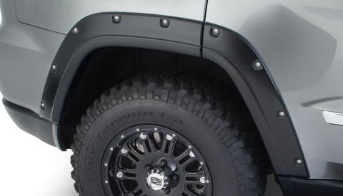 Black Pocket/Rivet Style Smooth Finish 4-Piece Fender Flare Set For 2011-2016 Jeep Grand Cherokee (Excludes SRT8) Bushwacker