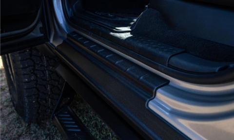 Black Trail Armor Rocker Panel And Sill Plate Covers For 15-20 Ford F150, 17-22 F250/F350/F450 W/Crew Cab Trucks, Pair Bushwacker