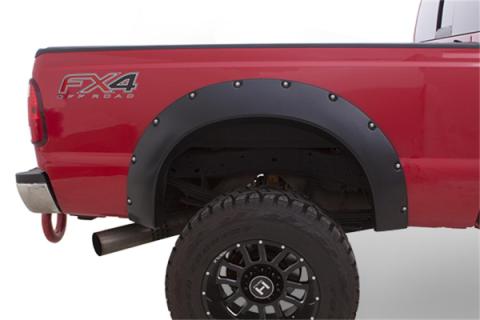 Black Cutout Style Textured Finish Rear Fender Flares For 1966-1977 Ford Bronco (5 Inch Extra Wheel Well Opening) Bushwacker