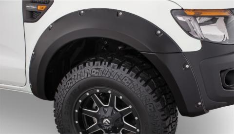 Black Pocket/Rivet Style Smooth Finish 4-Piece Fender Flare Set For 2011-2018 Ford Ranger Bushwacker