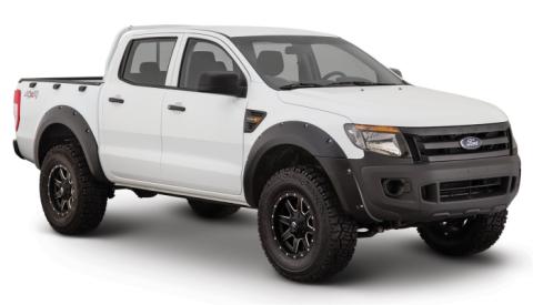 Black Pocket/Rivet Style Smooth Finish 4-Piece Fender Flare Set For 2011-2018 Ford Ranger Bushwacker
