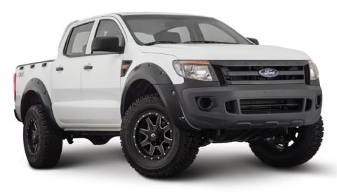 Black Pocket/Rivet Style Smooth Finish 4-Piece Fender Flare Set For 2011-2018 Ford Ranger Bushwacker