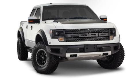Black Pocket/Rivet Style Smooth Finish 4-Piece Fender Flare Set For 2010-2014 Ford Raptor Bushwacker