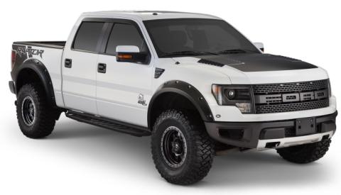 Black Pocket/Rivet Style Smooth Finish 4-Piece Fender Flare Set For 2010-2014 Ford Raptor Bushwacker