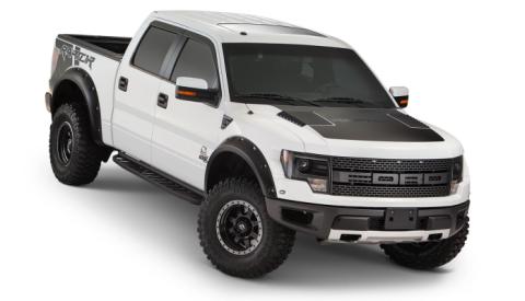 Black Pocket/Rivet Style Smooth Finish 4-Piece Fender Flare Set For 2010-2014 Ford Raptor Bushwacker