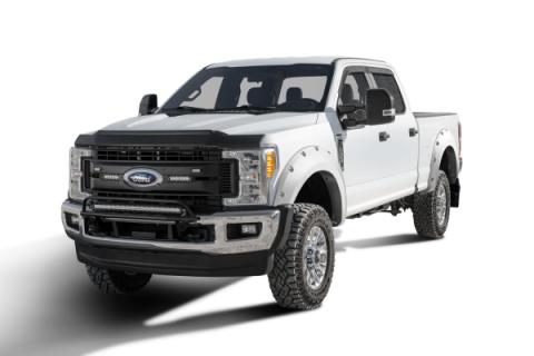 Pocket/Rivet Style Color Matched Oxford White 4-Piece Fender Flare Set For 2017-2022 Ford F250/F350 Super Duty Bushwacker