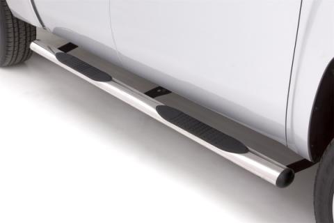 4 Inch Oval Straight Nerf Bars Polished Stainless 1999-2013 Silverado/Sierra 1500 Extended Cab Lund
