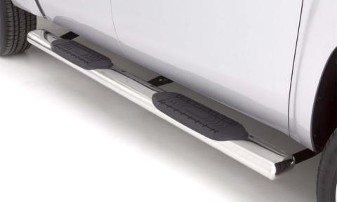 6 Inch Oval Straight Nerf Bars Polished Stainless 2019-2026 Silverado/Sierra 1500/2500/3500 Crew Cab Lund