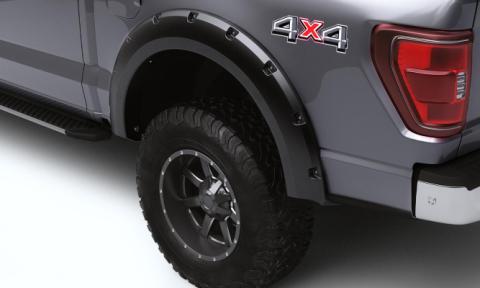 Black Forge Pocket/Rivet Textured Finish 4-Pc Fender Flare Set For 04-08 Ford F150 Excludes Stepside Bushwacker