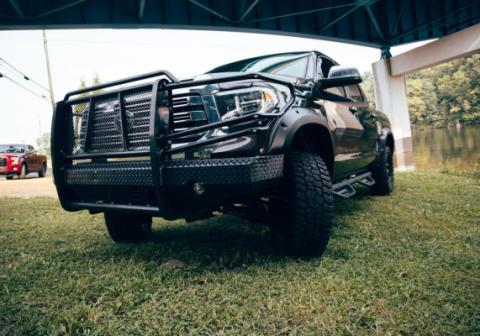Black Forge Pocket/Rivet Textured Finish 4-Pc Fender Flare Set For 14-21 Toyota Tundra Bushwacker