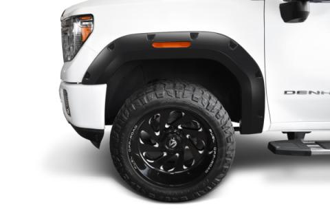 Black Pocket/Rivet Style Smooth Finish Front Fender Flares For 2021-2022 Chevrolet Colorado Bushwacker