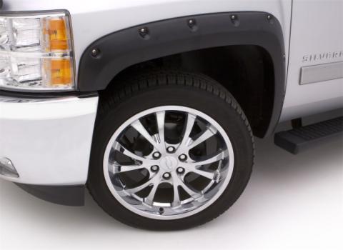Rivet Style Fender Flare Set Front and Rear, Textured, 4-Piece Set 2015-2019 Sierra 2500 HD/3500 HD Fleetside Lund