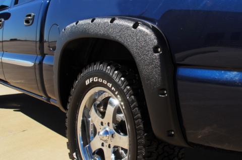 Rivet Style Fender Flare Set Rear, Textured, 2-Piece Set 2014-2015 Silverado 1500 Fleetside 69.3 Bed Lund