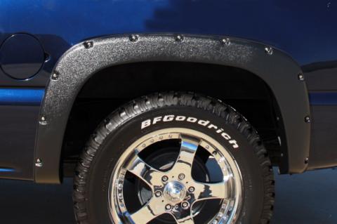 Rivet Style Fender Flare Set Rear, Textured, 2-Piece Set 2016-2019 Sierra 1500 Fleetside Lund