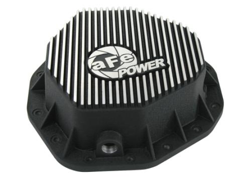 Pro Series Rear Differential Cover Kit Black w/ Machined Fins &amp; Gear Oil Dodge Diesel Trucks 03-05 L6-5.9L (td) aFe Power