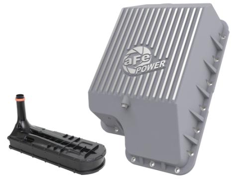 Street Series Transmission Pan Black w/ Machined Fins Ford Diesel Trucks 94-10 V8-7.3L/6.0L/6.4L (td) aFe Power