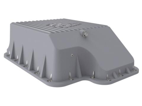 Street Series Transmission Pan Black w/ Machined Fins Ford Diesel Trucks 94-10 V8-7.3L/6.0L/6.4L (td) aFe Power