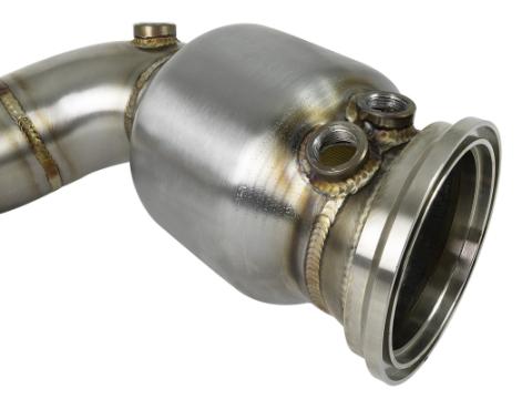 Twisted Steel Downpipe 3 to 2-3/4 Inch 304 Stainless Steel w/ Cat Mini Cooper S (F55/F56/F57) 15-19 L4-2.0L (t) B46 aFe Power