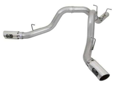 Atlas 4 Inch Aluminized Steel Dpf-Back Exhaust System w/ Polished Tip GM Diesel Trucks 17-19 V8-6.6L (td) L5P Dual Rear Exit Position aFe Power
