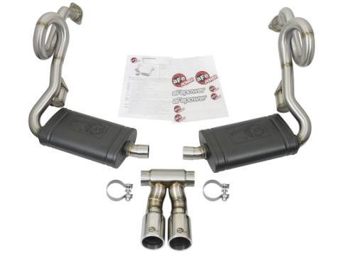 Mach Force-Xp 2-1/2 Inch to 2 Inch Stainless Steel Cat-Back Exhaust System Polished Porsche Cayman S/Boxster S (981) 13-16 H6-2.7L/3.4L aFe Power
