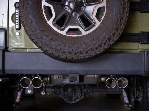 Vulcan Series 2-1/2 Inch 304 Stainless Steel Axle-Back Exhaust System Polished Jeep Wrangler (JK) 07-18 V6-3.6/3.8L aFe Power