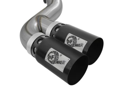 Rebel Xd Series 4 Inch 409 Stainless Steel Dpf-Back Exhaust w/Dual Black Tips Ford Diesel Trucks 15-16 V8-6.7L (td) aFe Power