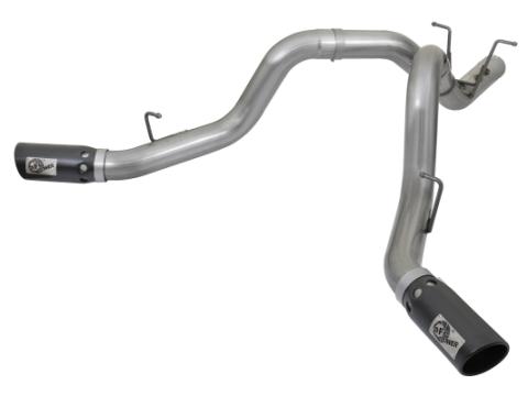 Large Bore-HD 4 Inch 409 Stainless Steel Dpf-Back Exhaust System w/Dual Black Tips GM Diesel Trucks 17-19 V8-6.6L (td) L5P aFe Power