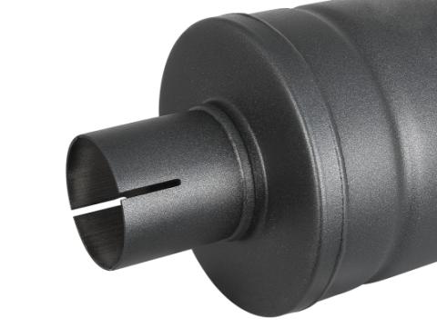 Mach Force-Xp 409 Stainless Steel Muffler w/ High-Temp Metallic Black finish 2-1/2 Inch ID Inlet &amp; Outlet Center/Center 14 Inch L x 6 Inch Dia. aFe Power