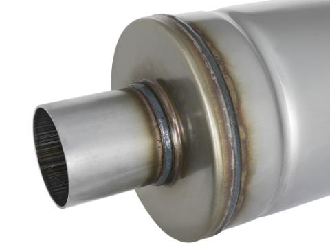 Mach Force-Xp 409 Stainless Steel Muffler 2-1/2 Inch ID Center/Center 18 Inch L x 6 Inch Dia - Round Body aFe Power