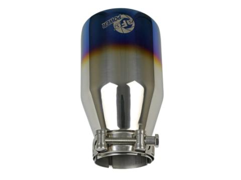 Mach Force-Xp 304 Stainless Steel Clamp-on Exhaust Tip Blue Flame 2-1/2 Inch Inlet x 4 Inch Outlet x 7 Inch L aFe Power
