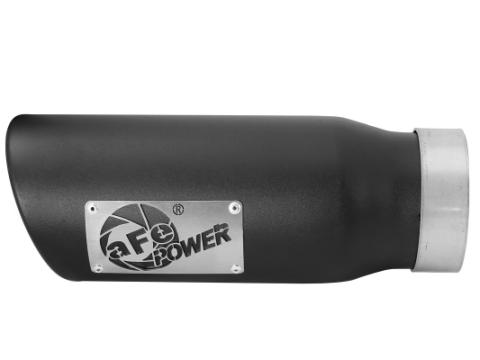 Mach Force-Xp 409 Stainless Steel Clamp-on Exhaust Tip Black 3-1/2 Inch Inlet x 4-1/2 Inch Outlet x 12 Inch L Left / Right aFe Power