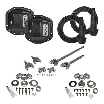 Stage 3 Jeep JL Re-Gear Kit W/Covers Front Axles Dana 30/35 3.73 Ratio JL Non-Rubicon M200 Rear/ M186 Front Stage 3 Gear Kit Package 3.73 F&amp;R Cover &amp; 4340 Front Axles Yukon Gear