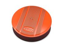 Vintage Series GM Licensed Air Cleaner Factory Orange Machined 14 X 3 Air Cleaner Kit W/ Premium Filter GM Bowtie Logo &amp;amp; Vintage Fins Holley