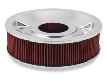 4150 Drop Base Air Cleaner Chrome w/4 Red Washable Gauze Filter 16 X 4 Chrome Drop-Base Air Cleaner for 4150 Series Carburetors with 5-1/8 Diameter Neck Holley